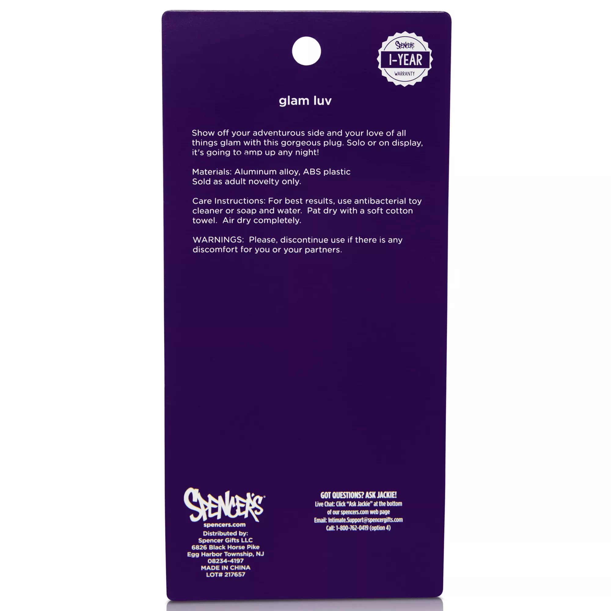 Glam Luv Metal Butt Plug 3.3 Inch - Hott Love at Spencer's