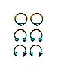 Multi-Pack Ombre Captive Bead and Horseshoe Rings 6 Pack - 16 Gauge