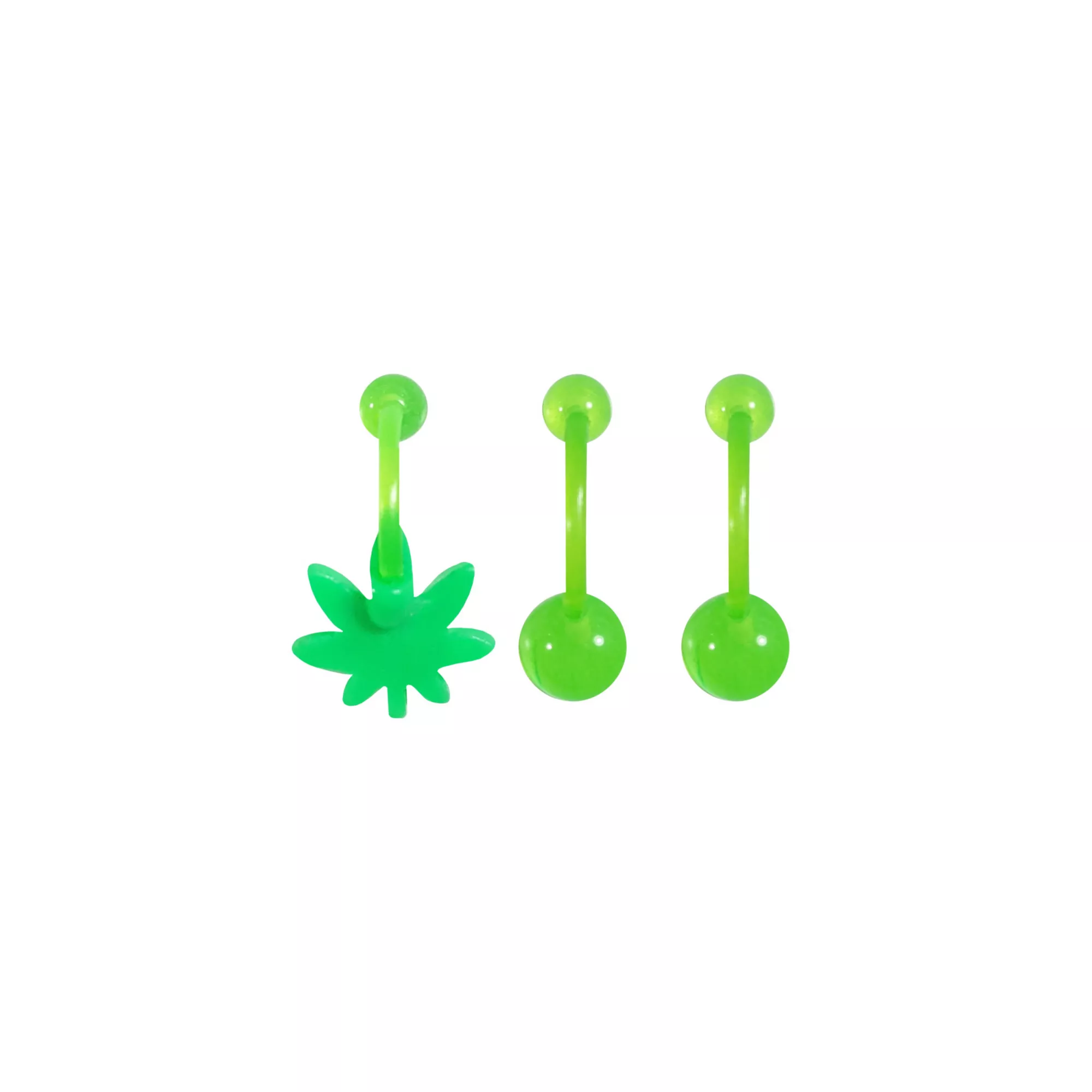 Multi-Pack Glow in the Dark CZ Weed Leaf Belly Rings 3 Pack - 14 Gauge at Spencer's