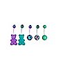 Multi-Pack Purple and Green Gummy Bear and CZ Belly Rings 5 Pack - 14 Gauge