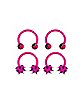Multi-Pack Pink Yin Yang Horseshoe Rings 2 Pair - 16 Gauge
