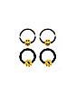 Multi-Pack Daisy and Smiley Face Captive Rings 4 Pack -16 Gauge