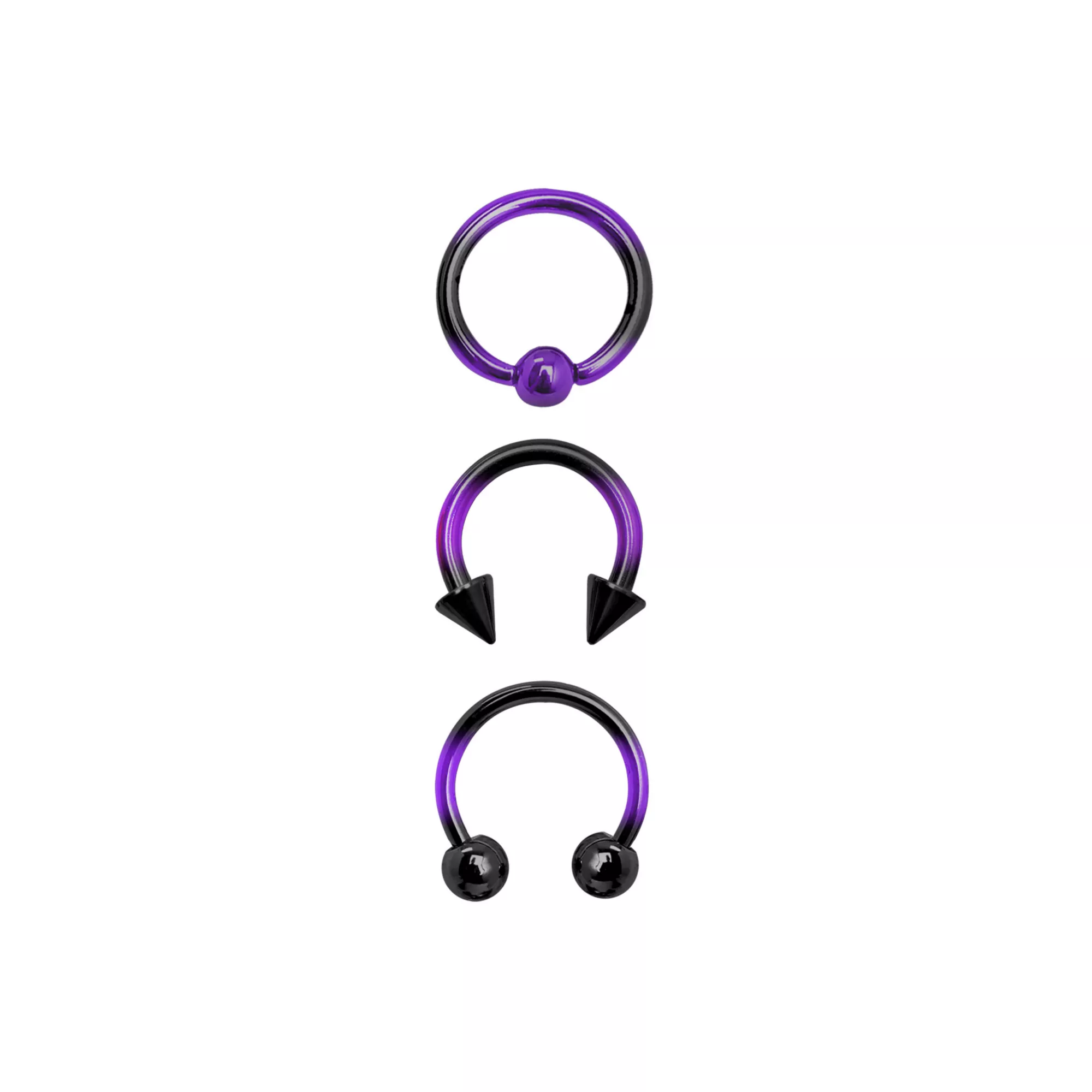 Multi-Pack Purple Ombre Horseshoe Rings 3 Pack - 16 Gauge at Spencer's