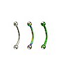 Multi-Pack Silvertone Rainbow and Green Snake Eye Curved Barbells 3 Pack - 16 Gauge