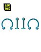 Multi-Pack Glow In The Dark CZ Light Blue Horseshoe Rings and Labret Rings 4 Pack - 16 Gauge