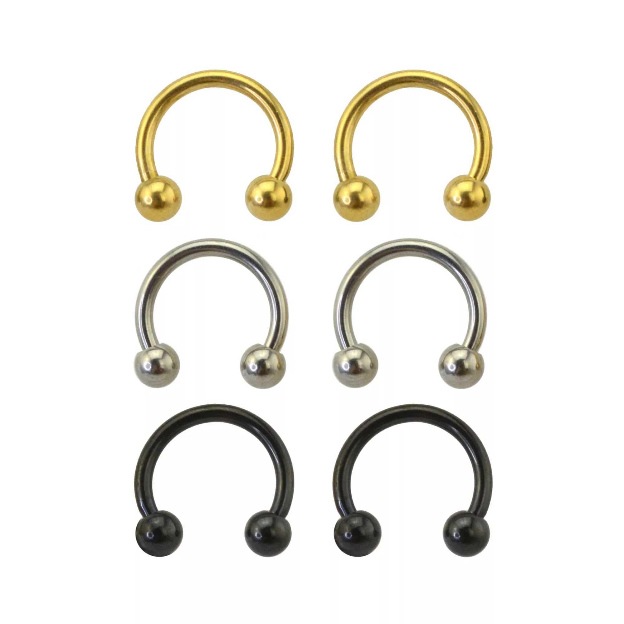 Multi-Pack Colored Titanium Horseshoe Rings - 3 Pair at Spencer's