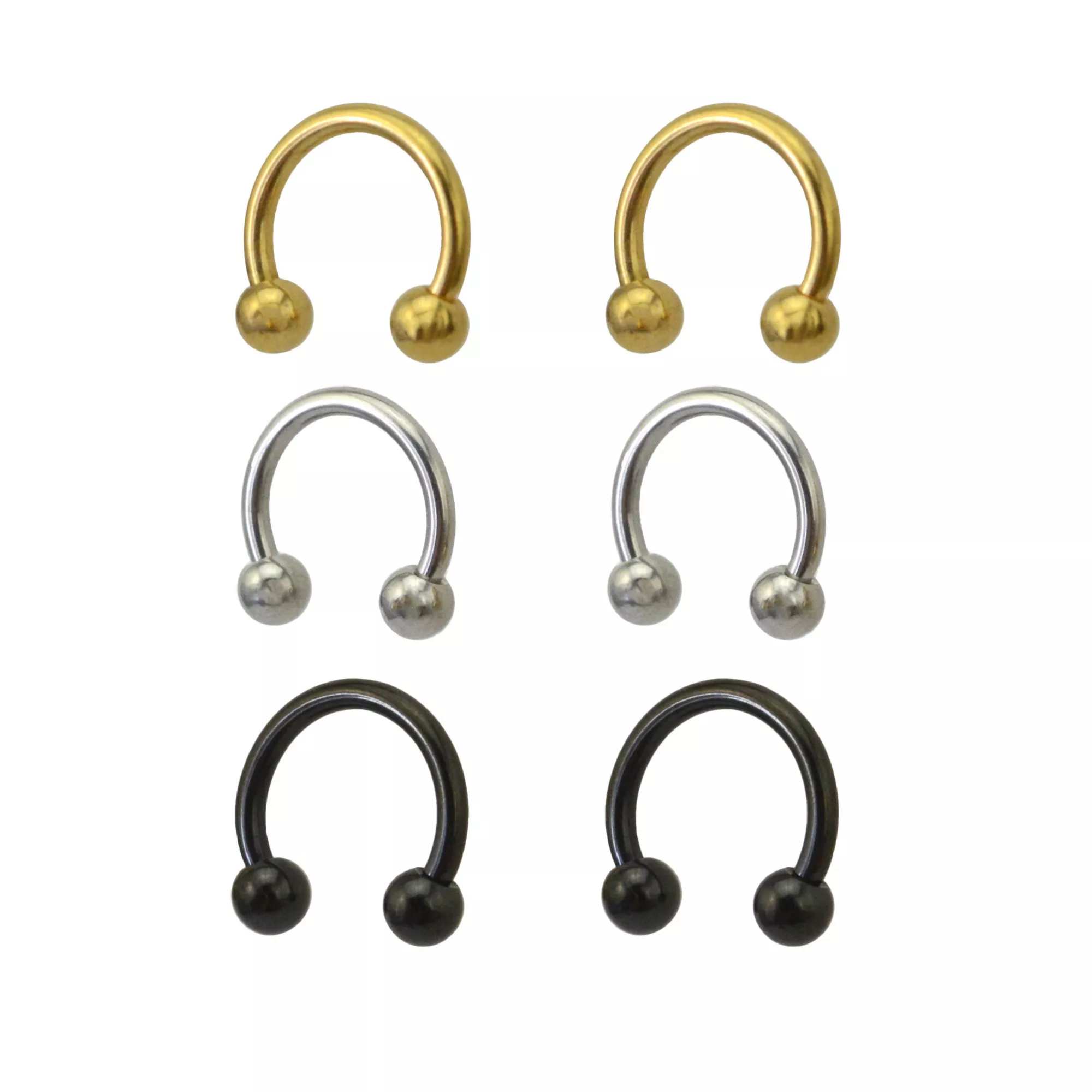 Multi-Pack Colored Titanium Horseshoe Rings - 3 Pair at Spencer's