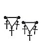 Black Cross Chain Dangle Nipple Barbells - 14 Gauge