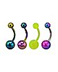 Multi-Pack Yellow Blue Green Purple Ombre Belly Rings 4 Pack - 14 Gauge
