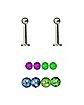 Multi-Pack Silvertone Labret Lip Rings 2 Pack with Extra Balls - 16 Gauge