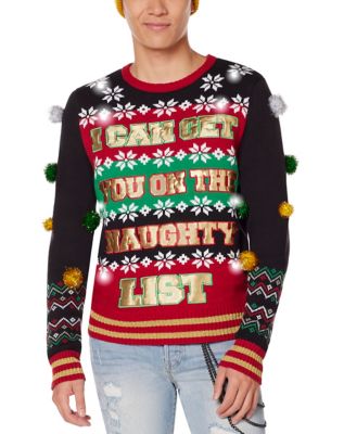 Light-Up Naughty List Ugly Christmas Sweater
