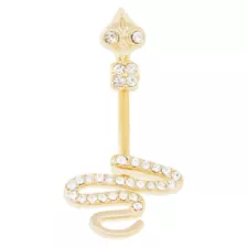 CZ Goldplated Snake Belly Ring - 14 Gauge at Spencer's