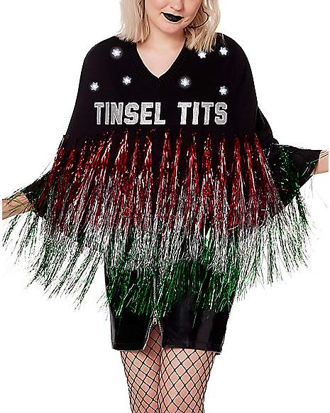 coach Various Install Light-Up Tinsel Tits Poncho - Spencer's