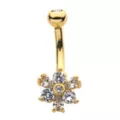 CZ Goldplated Flower Belly Ring - 14 Gauge at Spencer's