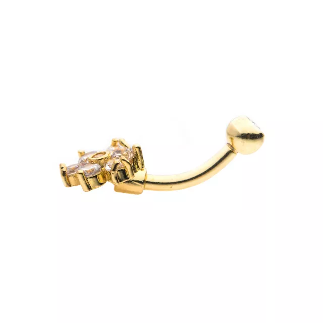 CZ Goldplated Flower Belly Ring - 14 Gauge at Spencer's