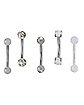 Multi-Pack CZ Silvertone and White Curved Barbells 5 Pack - 16 Gauge