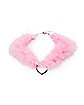 Pink Furry Heart O-Ring Choker Necklace