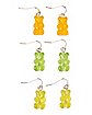 Multi-Pack Orange Green and Yellow Gummy Bear Dangle Earrings 3 Pair