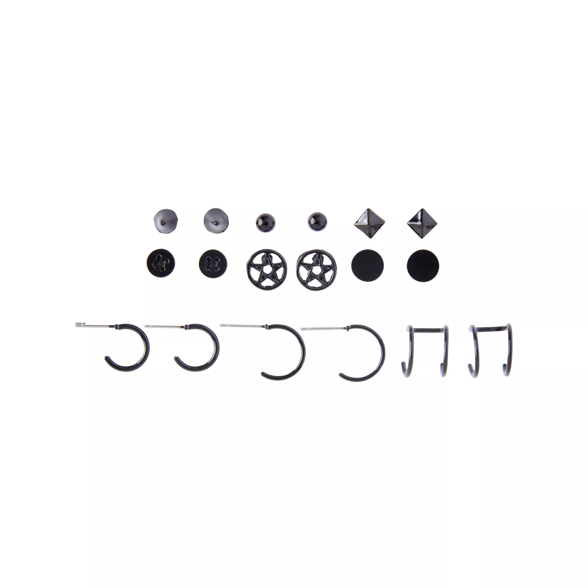 Multi-Pack Pentagram Stud and Hoop Earrings - 9 Pair at Spencer's