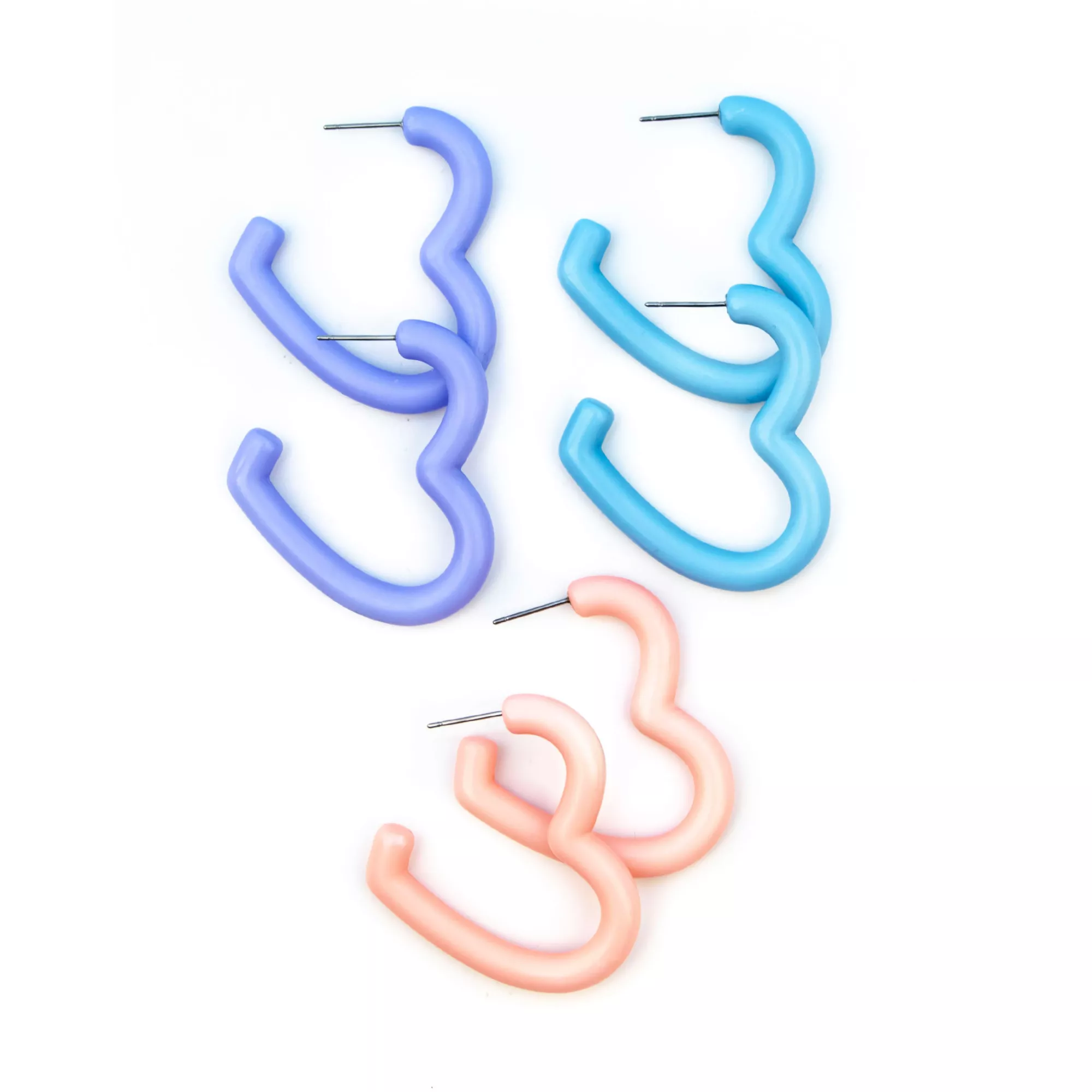 Multi-Pack Pastel Heart Earrings 3 Pair at Spencer's