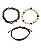 Multi-Pack Wood Beaded and Cord Bracelets - 3 Pack