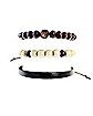 Multi-Pack Wood Beaded and Cord Bracelets - 3 Pack