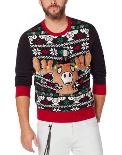 Light-Up Moose Ugly Christmas Sweater - National Lampoon's Christmas V