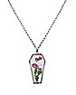 Pressed Roses Coffin Pendant Necklace