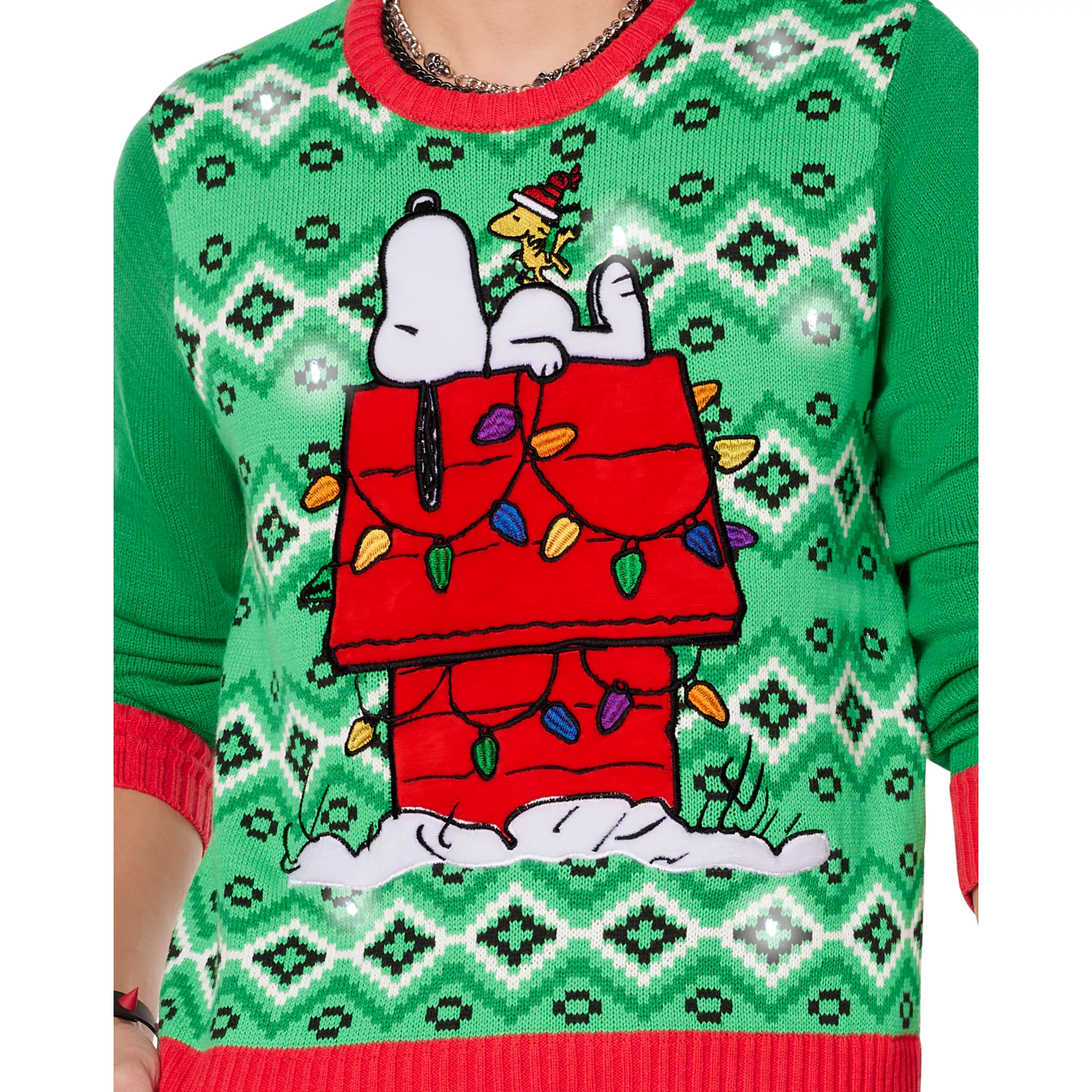 Light-Up Snoopy Dog House Ugly Christmas Sweater - Peanuts