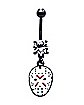 White Jason Voorhees Mask Dangle Belly Ring 14 Gauge - Friday the 13th