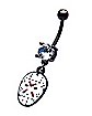 White Jason Voorhees Mask Dangle Belly Ring 14 Gauge - Friday the 13th