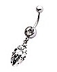Silvertone Jason Voorhees Mask Dangle Belly Ring 14 Gauge - Friday the 13th