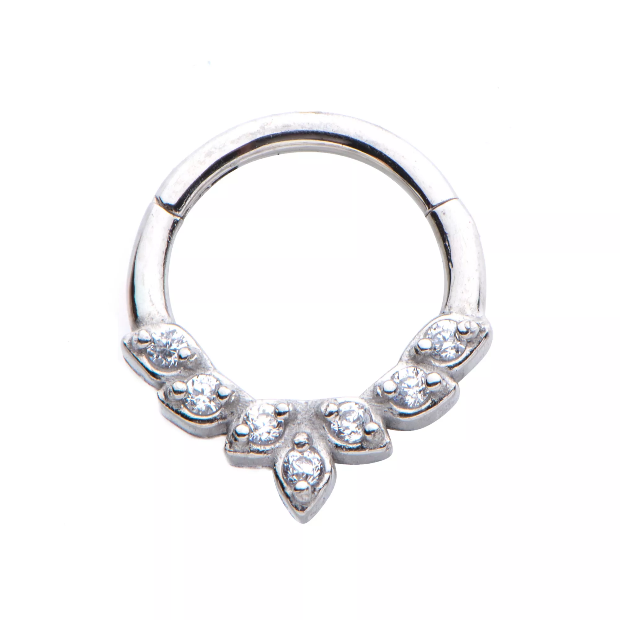 CZ Silvertone Leaf Hinged Septum Ring at Spencer's