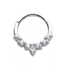 CZ Silvertone Leaf Hinged Septum Ring at Spencer's
