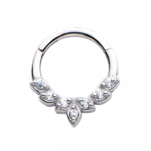 CZ Silvertone Leaf Hinged Septum Ring at Spencer's