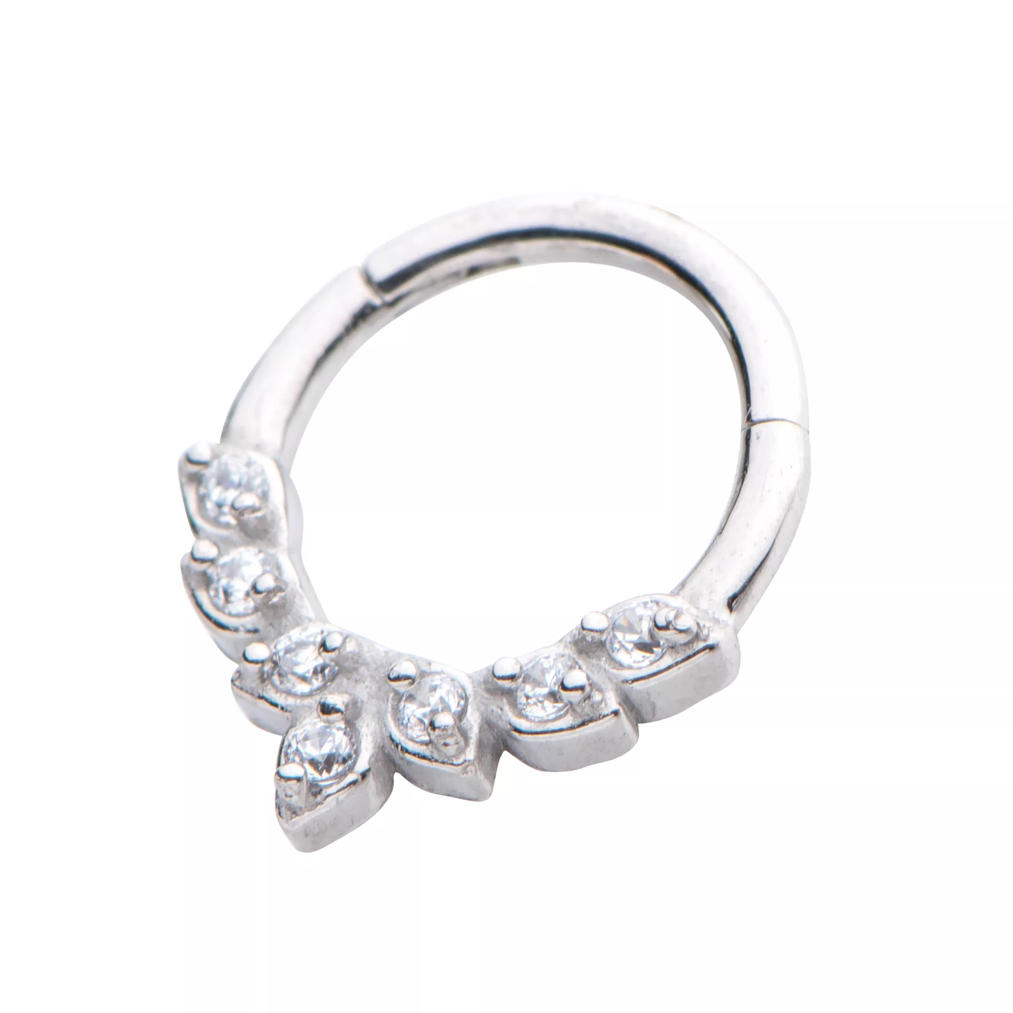 CZ Silvertone Leaf Hinged Septum Ring at Spencer's