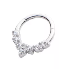 CZ Silvertone Leaf Hinged Septum Ring at Spencer's