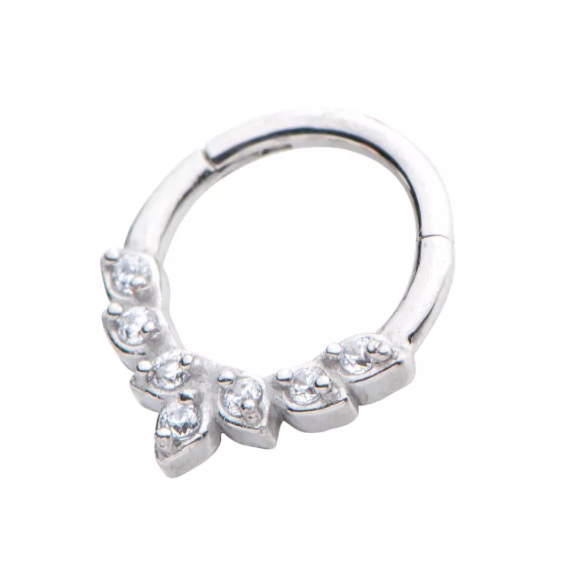 CZ Silvertone Leaf Hinged Septum Ring at Spencer's