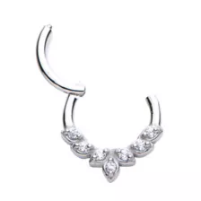 CZ Silvertone Leaf Hinged Septum Ring at Spencer's