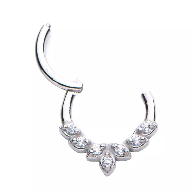 CZ Silvertone Leaf Hinged Septum Ring at Spencer's