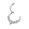 CZ Silvertone Leaf Hinged Septum Ring at Spencer's