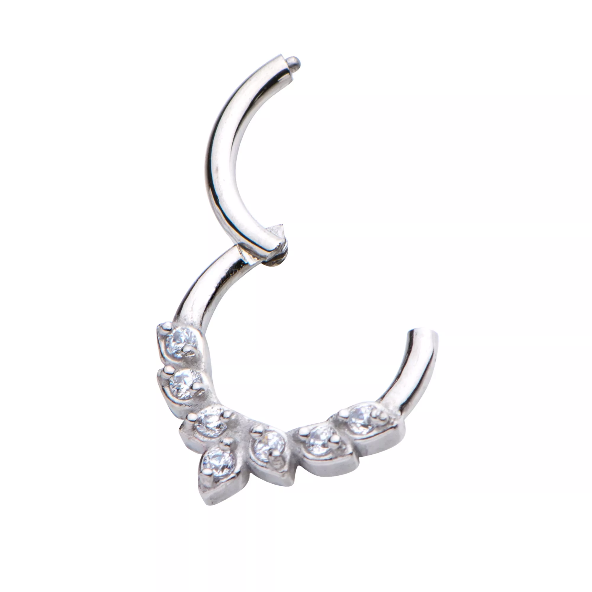 CZ Silvertone Leaf Hinged Septum Ring at Spencer's