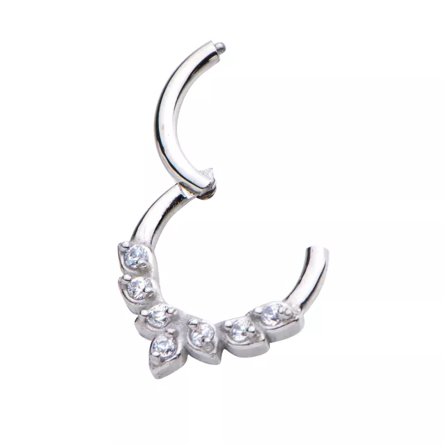 CZ Silvertone Leaf Hinged Septum Ring at Spencer's