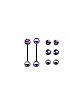 Multi-Pack CZ Purple Barbells with Extra Balls - 14 Gauge