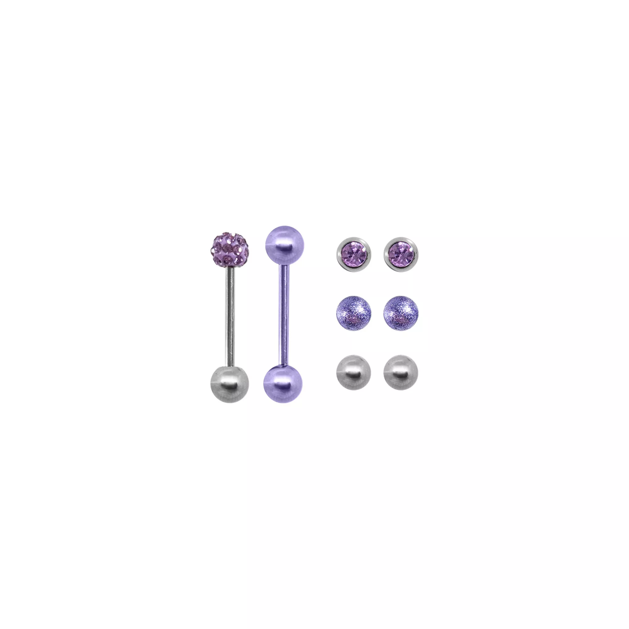 Multi-Pack CZ Purple Barbells with Extra Balls - 14 Gauge at Spencer's