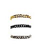 Multi-Pack Goldtone Black and Silvertone Chain Bracelets - 3 Pack