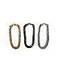 Multi-Pack Goldtone Black and Silvertone Chain Bracelets - 3 Pack