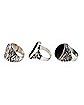 Multi-Pack Coffin Signet and Gem Rings - 3 Pack