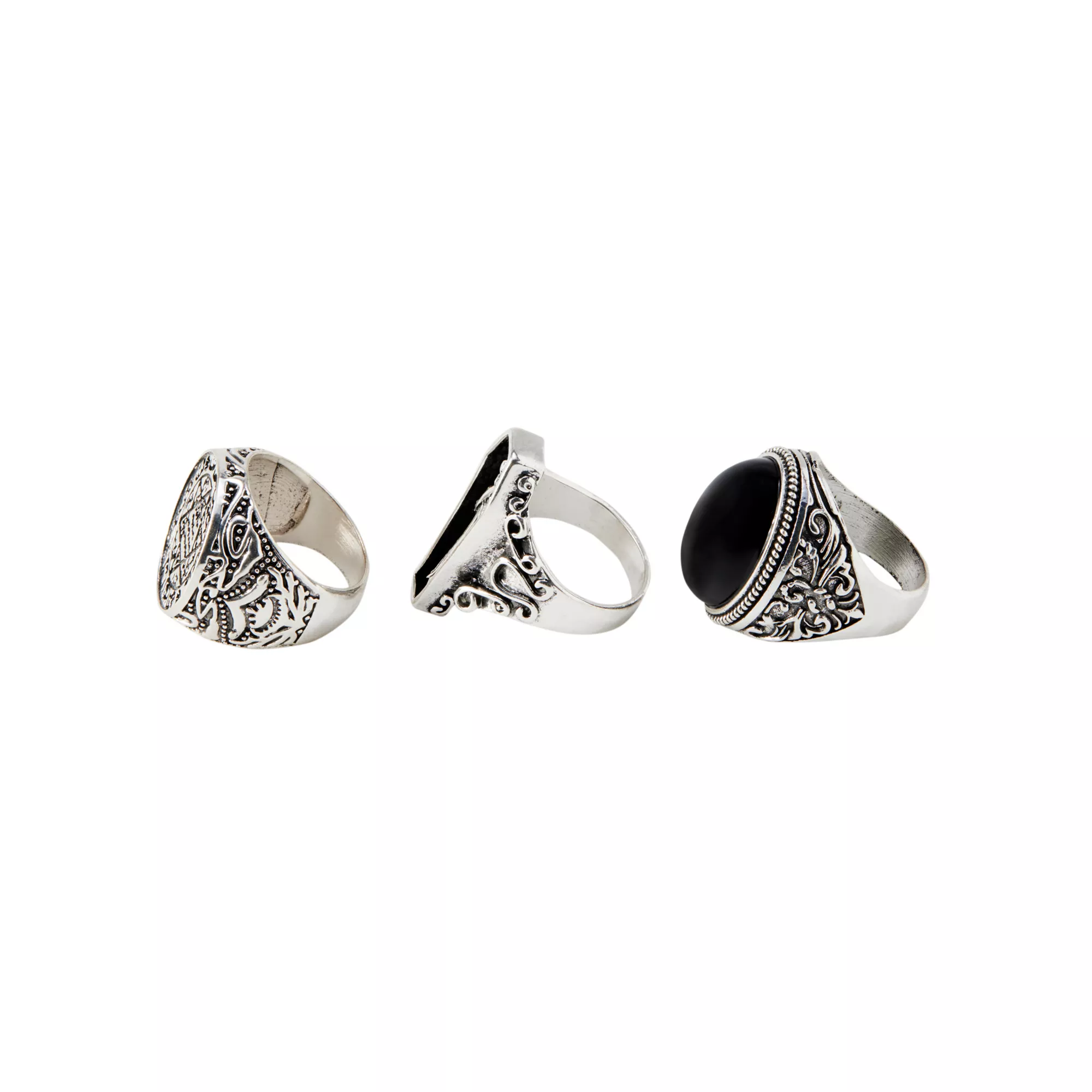 Multi-Pack Coffin Signet and Gem Rings - 3 Pack
