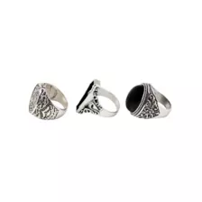 Multi-Pack Coffin Signet and Gem Rings - 3 Pack at Spencer's